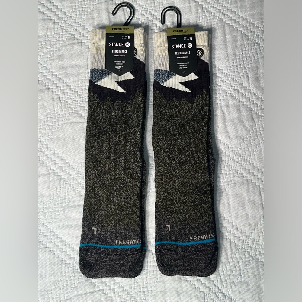 Lot Of 2 - $24.99 Stance Freshtek Performance Hiking Socks "Divided" Merino Wool